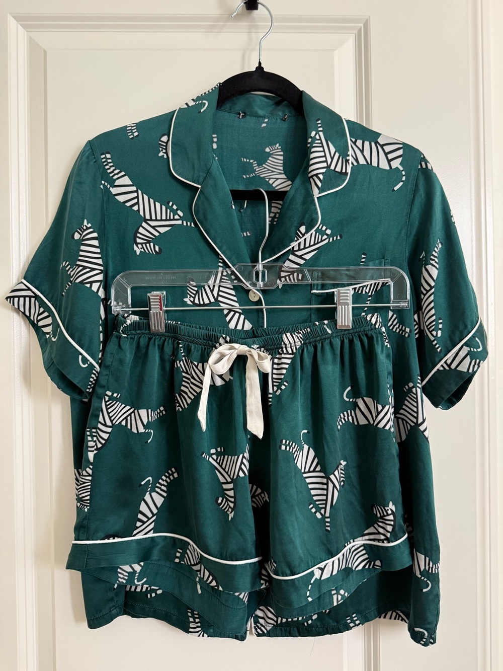 100% silk zebra print pajama set